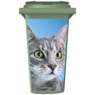 Tabby Grey Cat Wheelie Bin Sticker Panel